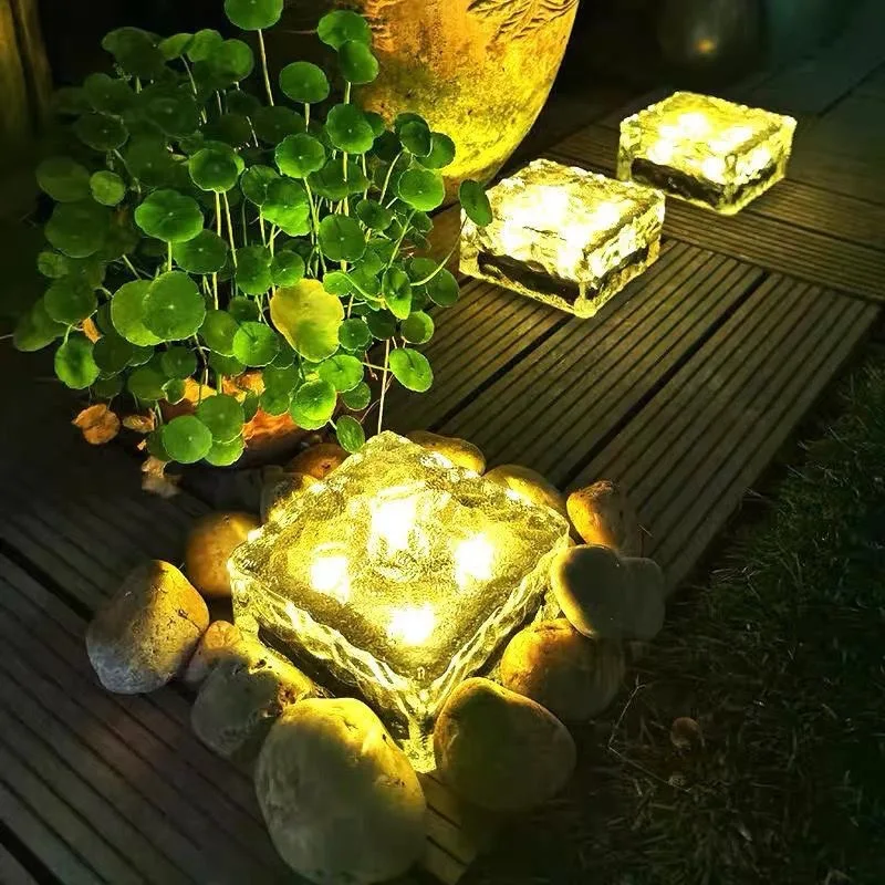 Solar-powered garden decoration outdoor courtyard buried waterproof lawn ice brick LED night light