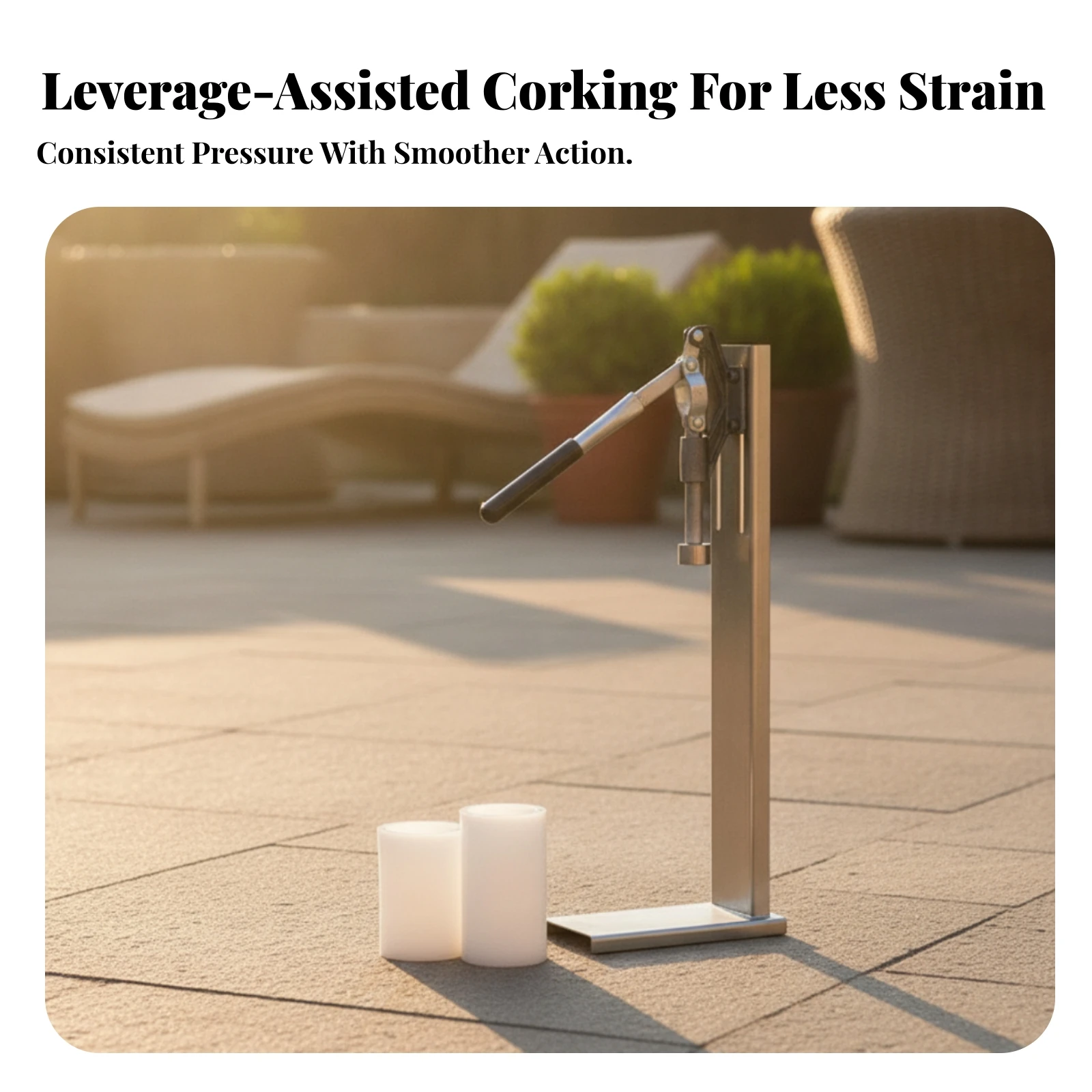 Wine Bottle Corker Lever-Operated Bottle Corking Inserting Stopper Tool Hand Pressure Corker Adjustable Machinery Ergonomic