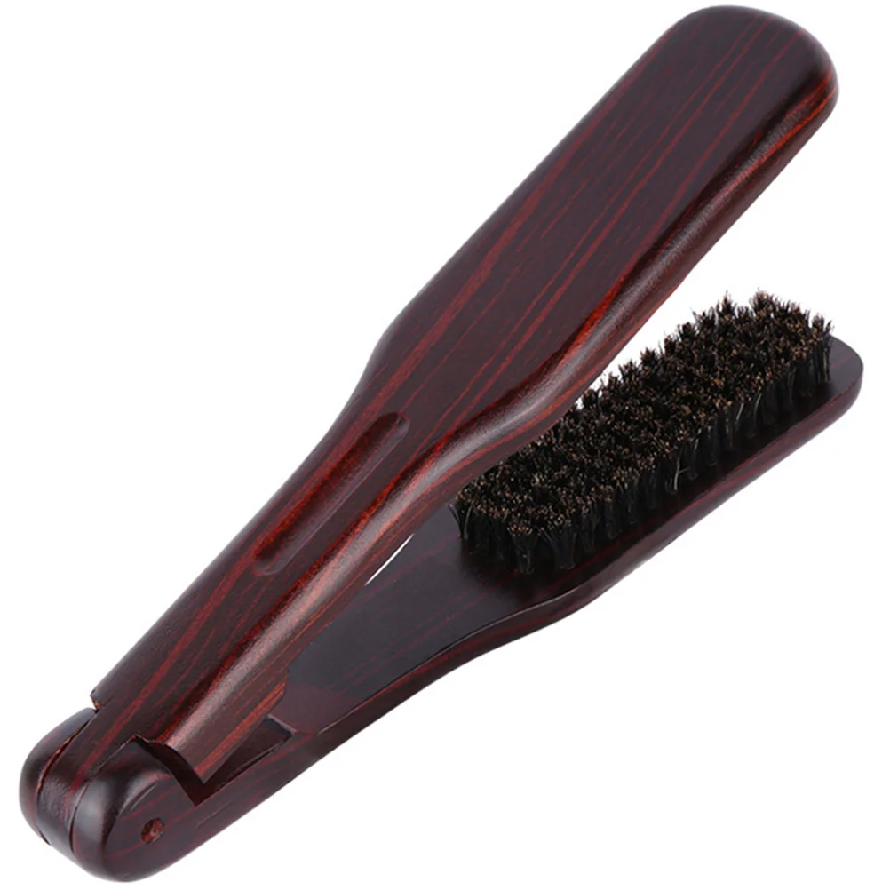 

Splint Straightening Comb Hair Straightener Brush Bristle Clamp Styling Tool Double Sided Wood