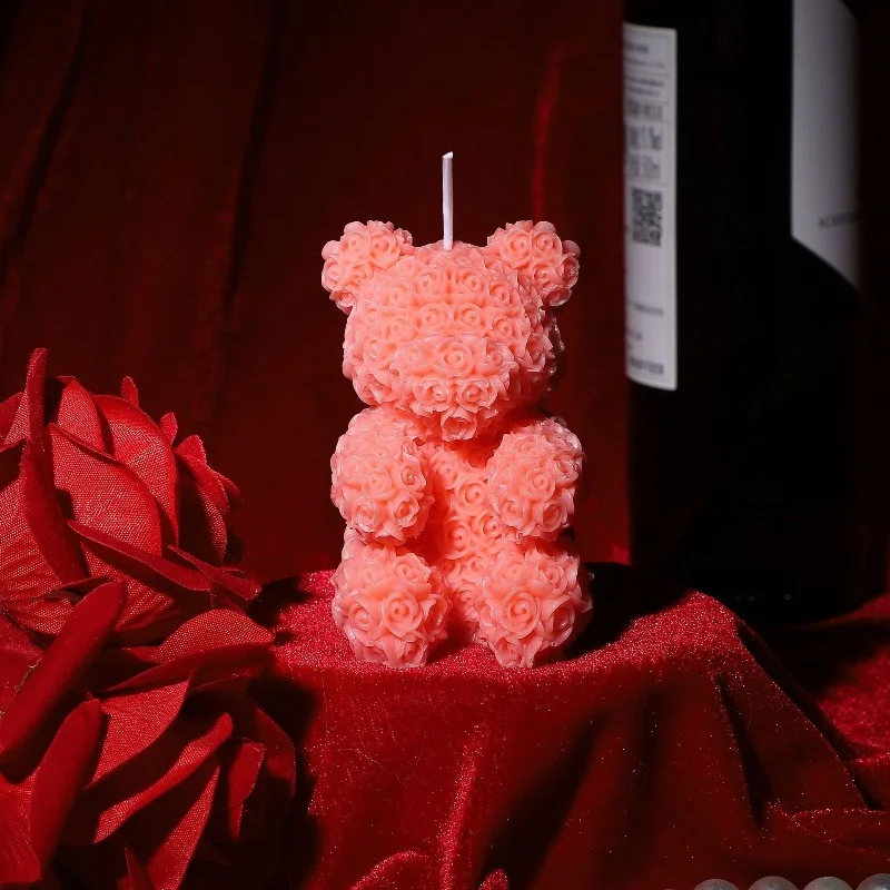 DIY Heart Rose Bear Hand Bear Aromatherapy Candle Mirrored Ornament Silicone Moulds
