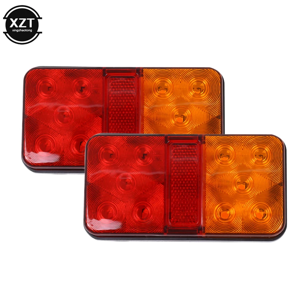 2pcs 10LED Rear Tail Lights Lamps Lorry Truck Trailer Caravan Bus Motorhome 12/24V Waterproof Tailight Warning Parts For Trailer