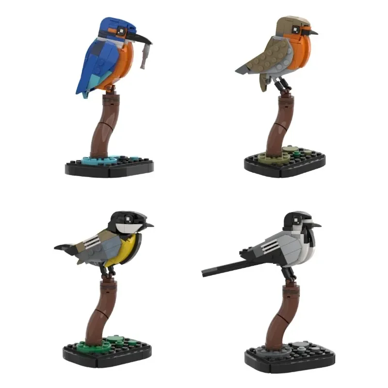 Creative holiday gifts featuring small particle assembly of building blocks, MOC animals, birds and other animal types