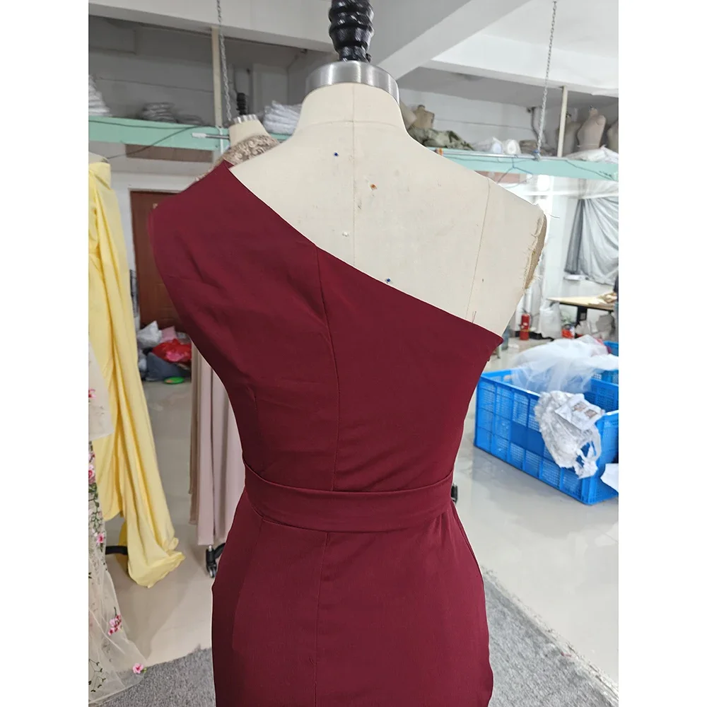 Customized Elegant Simple Jersey Pleat Ruched Sash Mermaid One-shoulder Long Dresses Celebrity Dresses High Quality Matching