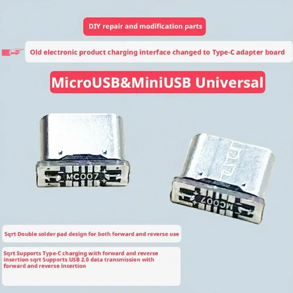 5pcs MC007 MicroUSB To Type-C Adapter Board Compatible With MiniUSB-Support Forward Reverse Charging And Data Transmission