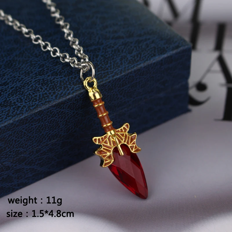 Game Dota 2 Necklace Aghanim\'s Scepter Necklace Blue Red Green Stone Scepter stone Pendant For Fans Gifts