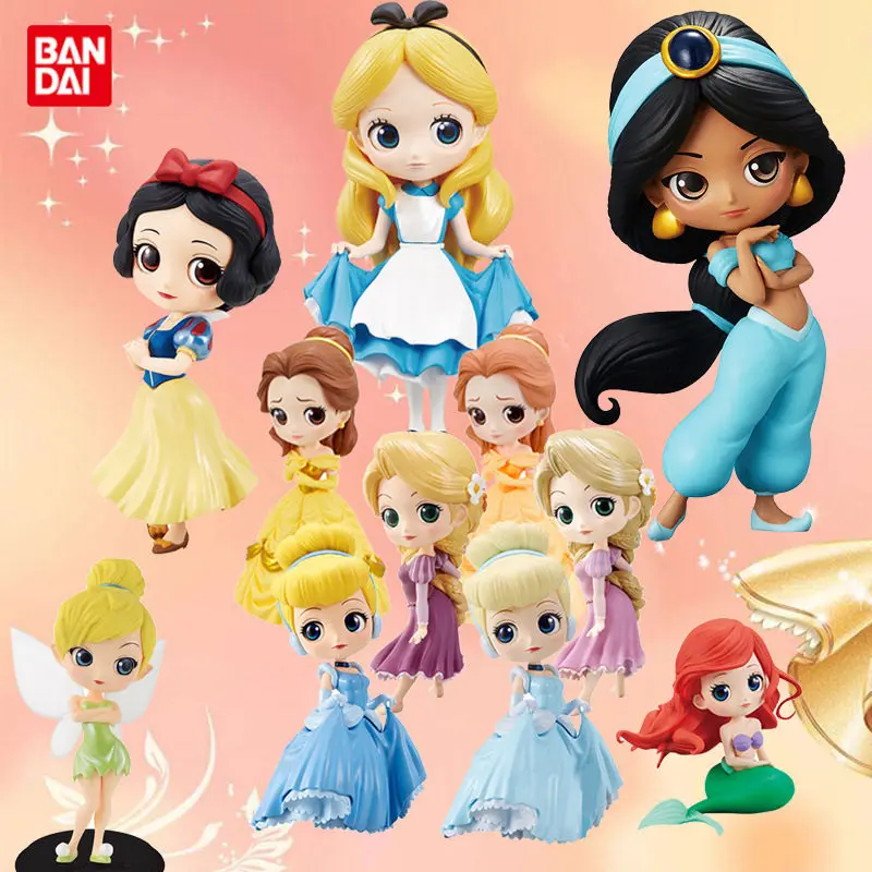 Collection de figurines Bandai Disney Princess Qposket - Blanche-Neige, Elsa, Anna, Ariel, Jasmine, Alice, Clochette - Boîte mystère