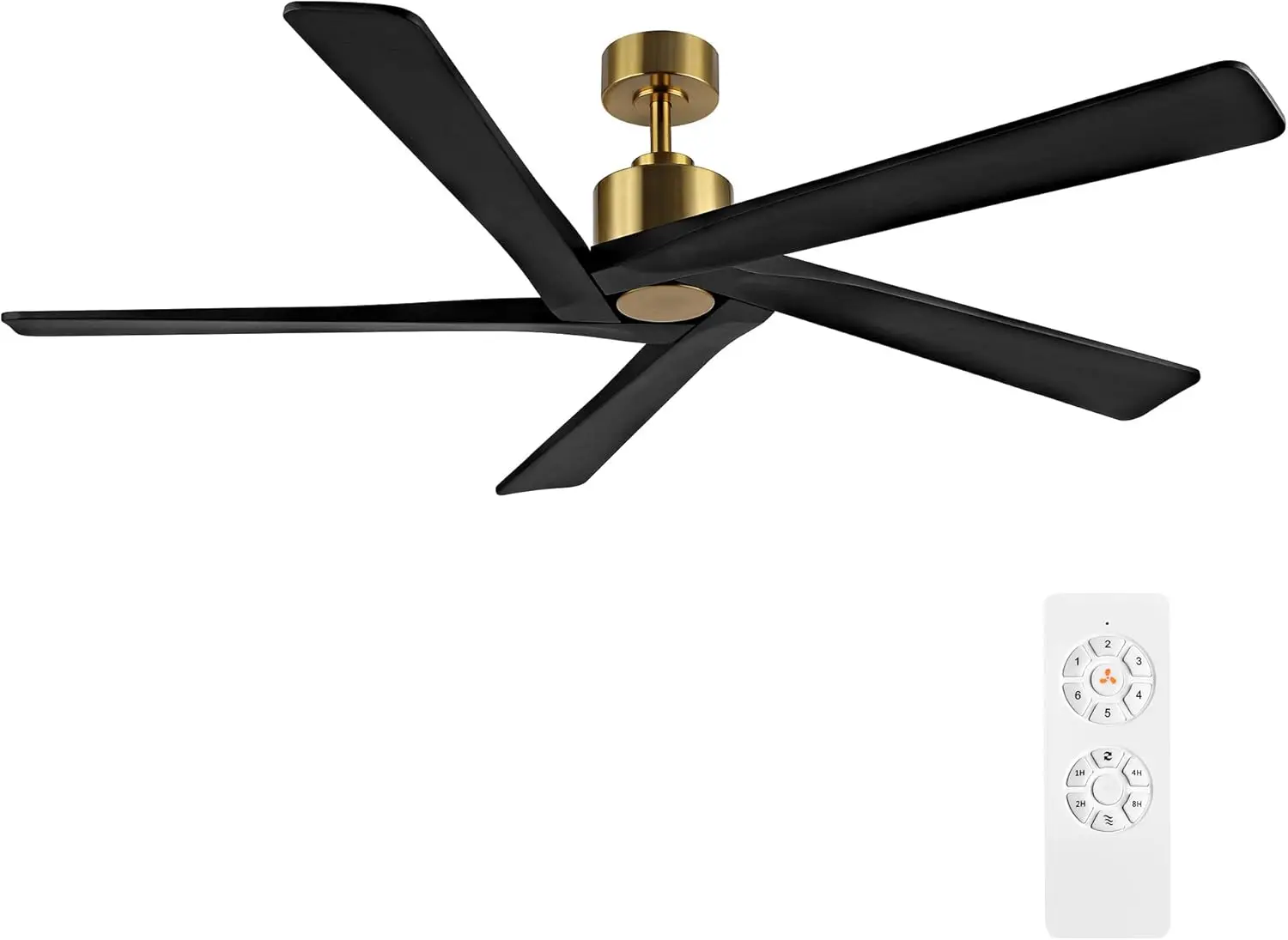 Inch DC Ceiling Fan without Lights, 5 Reversible Carved Solid Wood Blades, 6-Speed Noiseless DC Motor, Ceiling Fan No