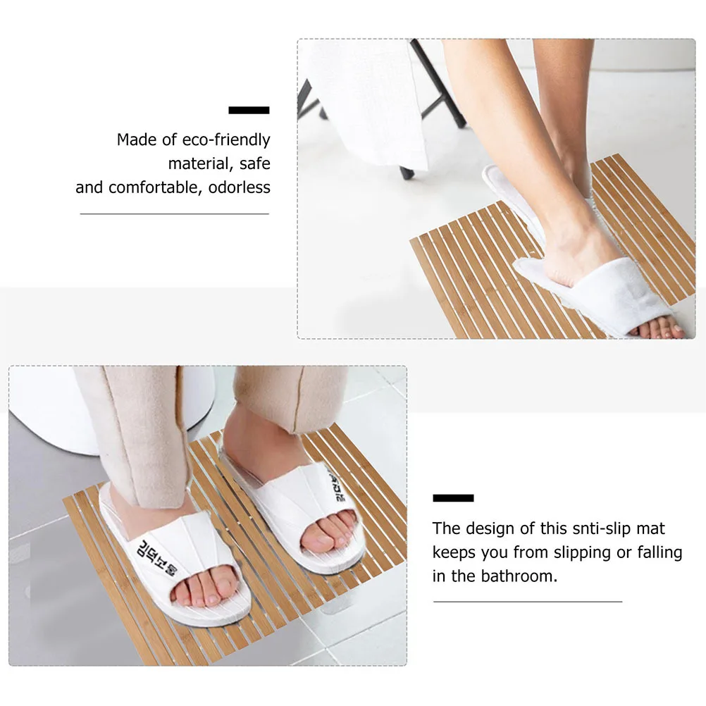 

Anti-Slip Bamboo Door Mat Comfortable Foot Rest Mat for Living Room Bedroom Kitchen Eco-Friendly Decorative Floor Rug