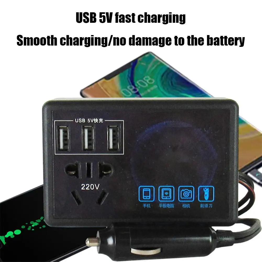 

Автомобильный инвертор напряжения 12В/24В в 220В переменного тока с быстрым USB-портом для автомобиля, зарядкой и адаптером, многопортовый разветвитель C4n9