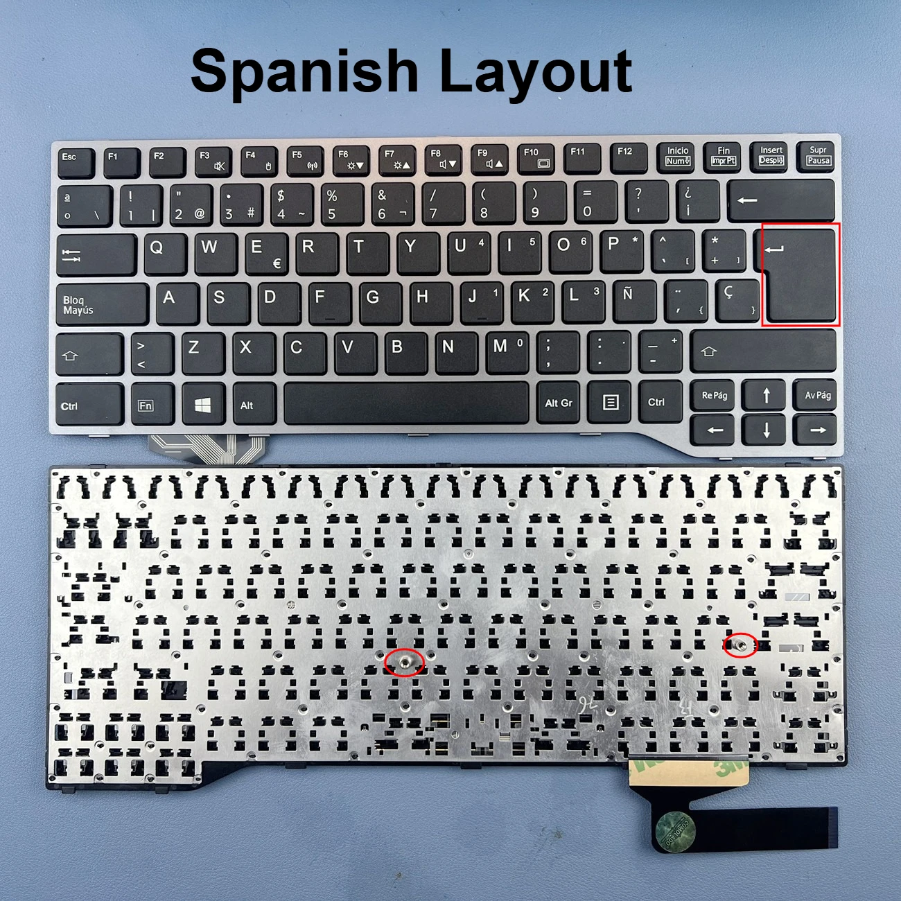 

Испанская клавиатура в серебряной рамке для Fujitsu Lifebook E733 E734 E743 E744 U745 E546 E547 E544 E736 E746 Series