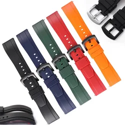 20/22/24mm Curved End Watchband Silicone Strap Soft Rubber Sport Bracelet for Seiko for Rolex Men Women Quick Release Wristbelts