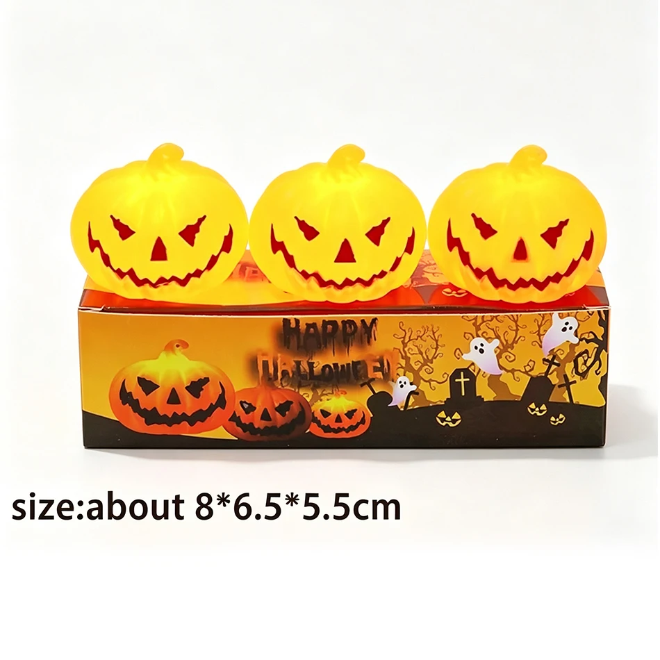 LED-Kürbislampe Warmes Licht Jack O Lantern Halloween-Tischdekoration für Innenräume, Bars und Partys, Atmosphärische Kerzenlichter – Detail 2