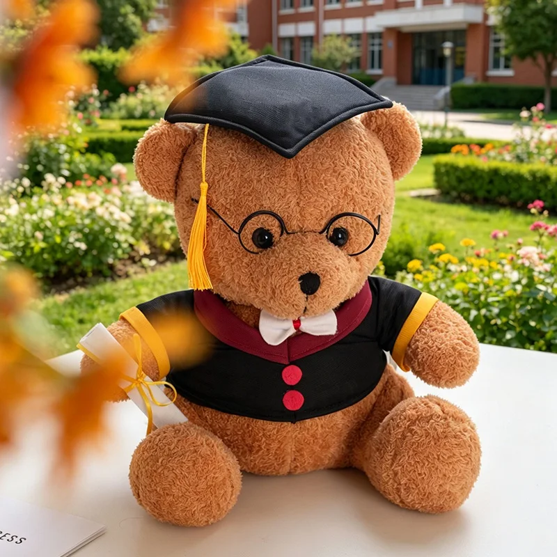 

Мягкий пушистый плюшевый мишка-выпускник с очками, идеальный подарок на выпускной, для студентов.