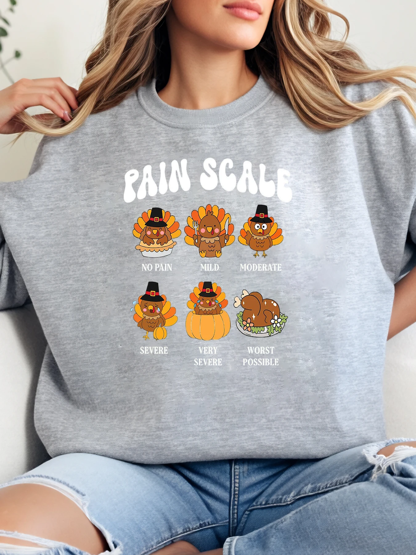 

Толстовка с графическим рисунком на День Благодарения в Турции, женская повседневная осенняя праздничная одежда, серая, больших размеров