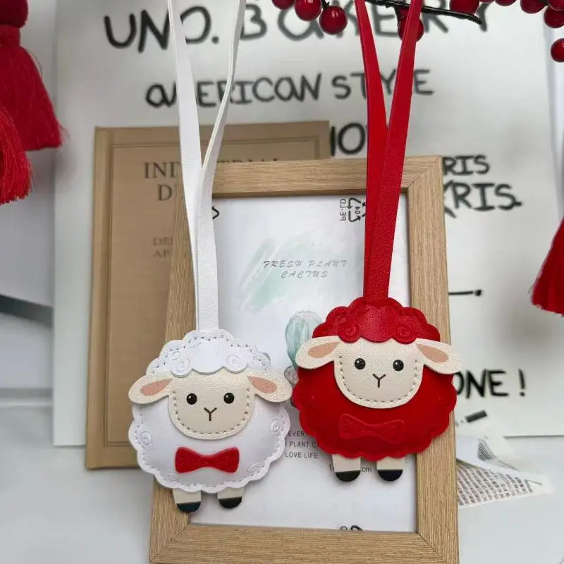 2027 Year of the Goat PU Keychain Lightweight Sheep Pendant Bag Accessory for Spring Festival Gifting
