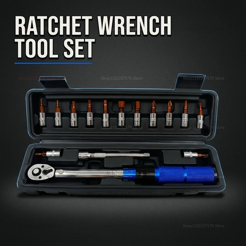 15pcs Bicycle Torque Wrench Set 1/4 Inch Adjustable 2-24Nm Hex Wrench Kit for Bike Maintenance Repair and Assembly Perfect