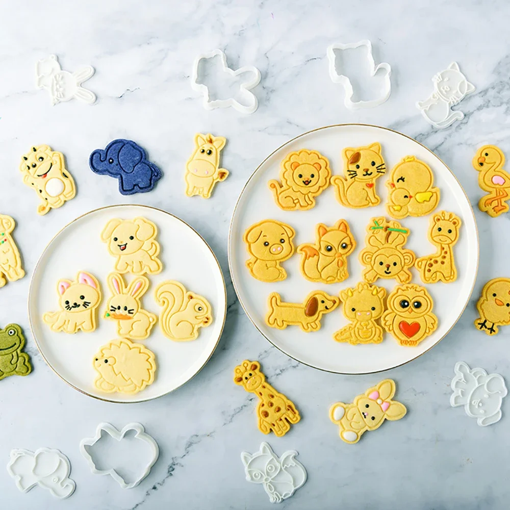 

Cute Forest Animals Cookie Cutters Pressable Biscuit Mold DIY Kitchen Baking Pastry Bakeware