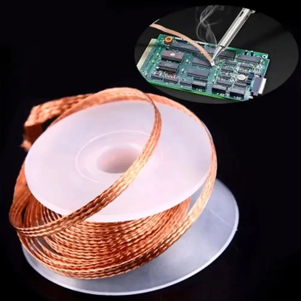 1Pcs 3mm Width 1.5M Length Solder Wire Desoldering Braid Welding Solder Remover Wick Wire Lead Cord Flux BGA Repair Tool Copper
