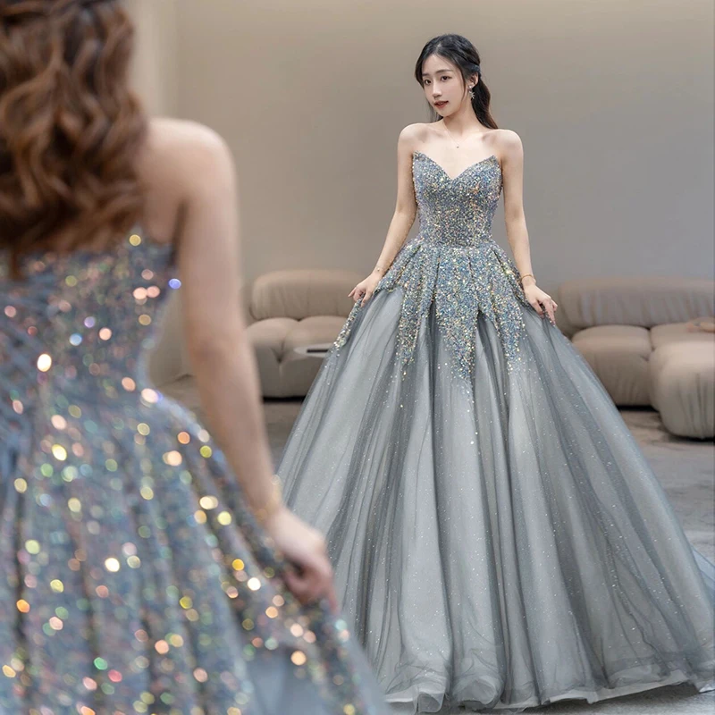 Luxury Banquet Wedding Annual Meeting Fashion Show  Wedding Dress  Evening Dress  Puff Dress Customized