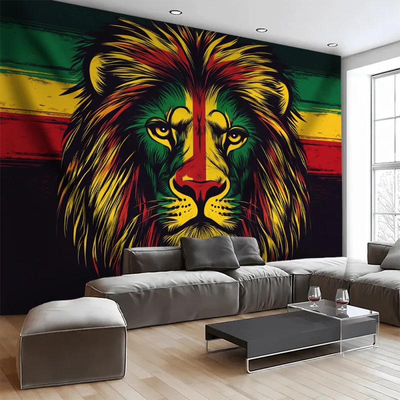 VIKAMA Jamaican Lion Tapestry Party Wall Hanging Decor For Cool Bedroom And Living Room Home Decoration Curtains
