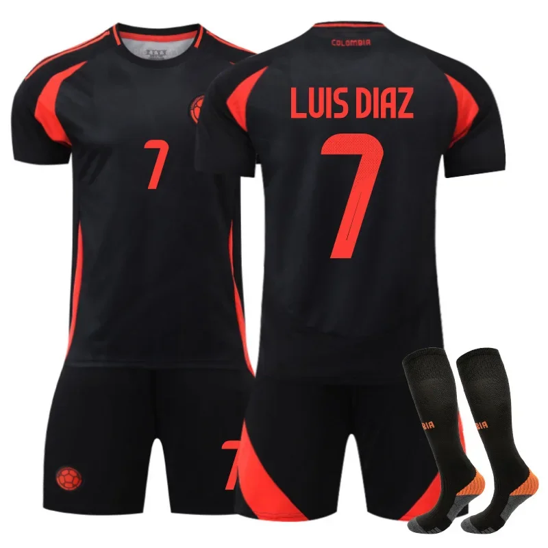أسود بعيدا كيت قميص كرة القدم مجموعة للرجال الأطفال الكبار الكولومبي 24 25 عدد 7 دياز همجيس جوما زي كرة القدم
