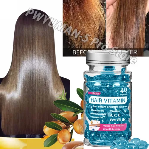 Cápsula mágica de vitamina para el cabello, aceite de queratina, restauración rápida del cabello, suave, brillante, hidratante profundo, productos para el cuidado del cabello del cuero cabelludo seco y rizado
