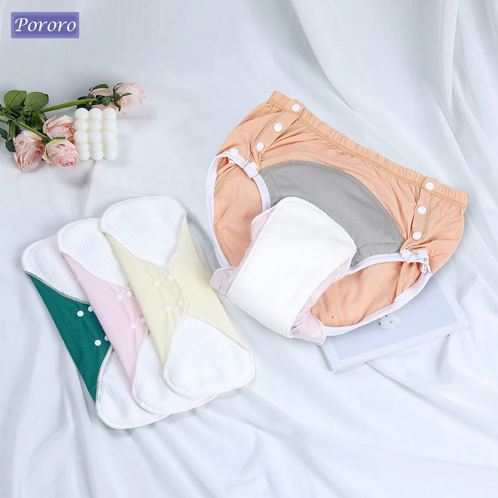 

3pcs Reusable Menstrual Pads Cotton Yarn Incontinence Panty Liners Period Pads Large Size Washable Sanitary Pads