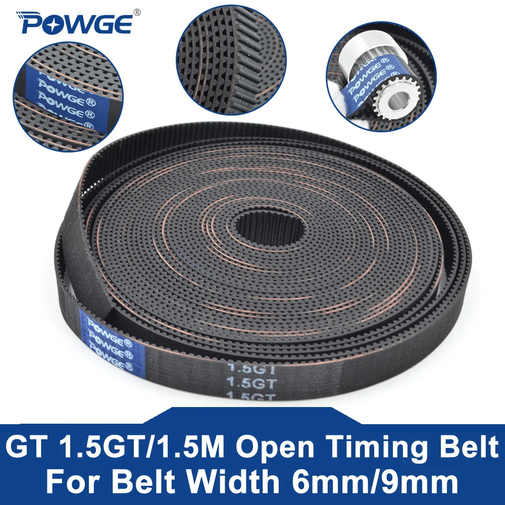 

POWGE GT 1.5GT 1.5M Open ended Timing belt Width 6mm/9mm RF EPDM Rubber Samll Backlash Positioning Accuracy 3D printer
