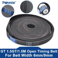 POWGE GT 1.5GT 1,5 M correa de distribución de extremo abierto ancho 6mm/9mm RF EPDM goma Samll Backlash precisión de posicionamiento impresora 3D