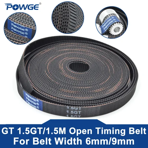 POWGE GT 1.5GT 1,5 M correa de distribución de extremo abierto ancho 6mm/9mm RF EPDM goma Samll Backlash precisión de posicionamiento impresora 3D
