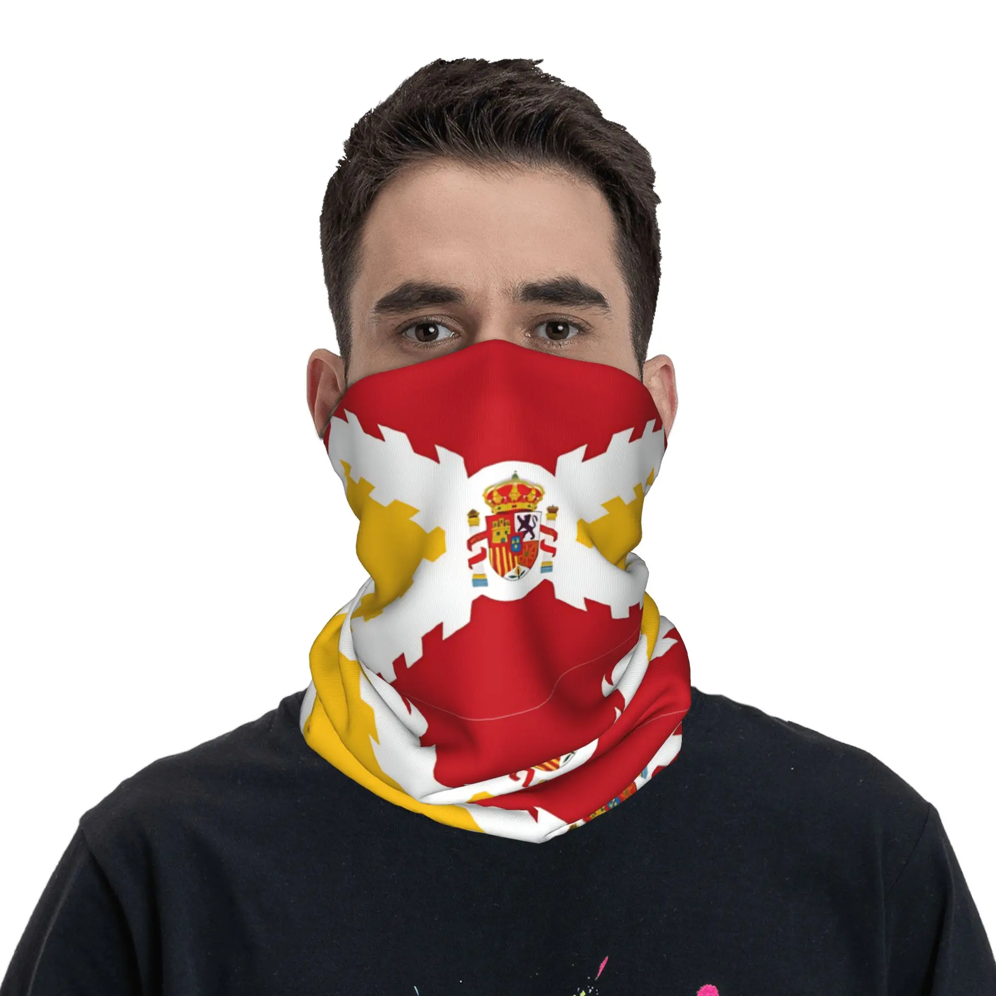Spain Flag Burgundy cross  Bandana Neck Cover Face Scarf Multifunctional Cycling Scarf Hiking for Men Women Adult Winter