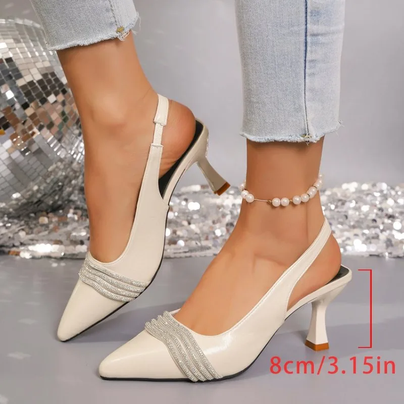 

New Fashionable Comfortable Elegant Sexy Small Toe Stiletto High Heels French High Heels Baotou Back Hollow Sandals Women