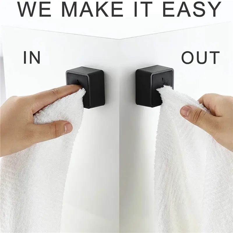 AS94-Towel Holder For Bathroom - Self Adhesive Kitchen Towel Hanger Grabber, Wall Mount Dish Towel Hooks , 9 Pack Black