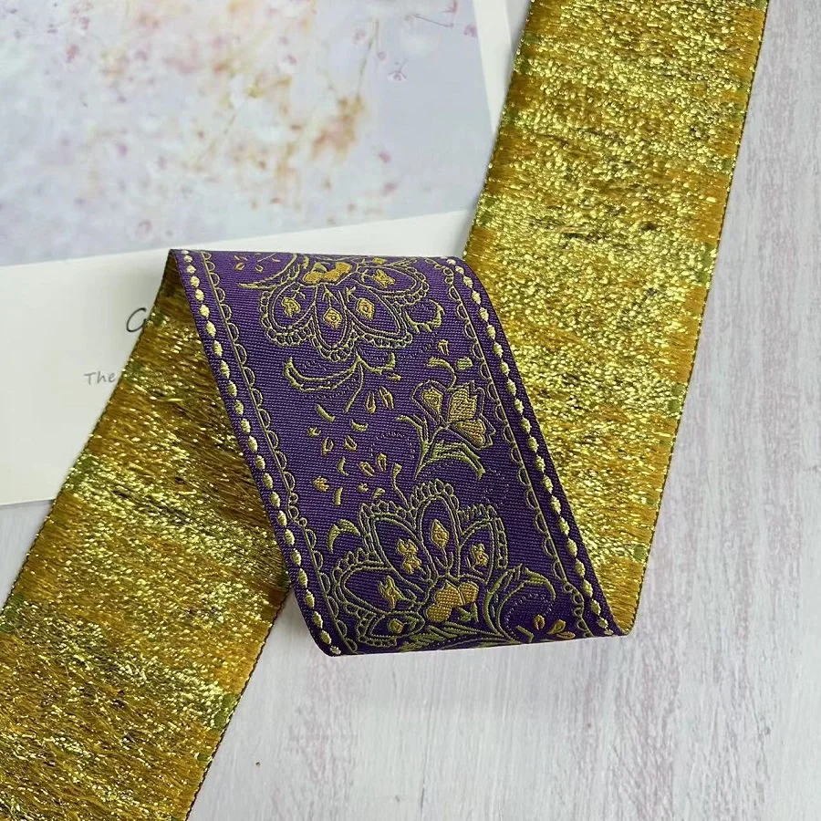 10 Yards/lot Ethnic Style Webbing Woven Jacquard Ribbon Flowers Pattern For Garment Accessories LS-2208 Width 4.5-5.5 CM
