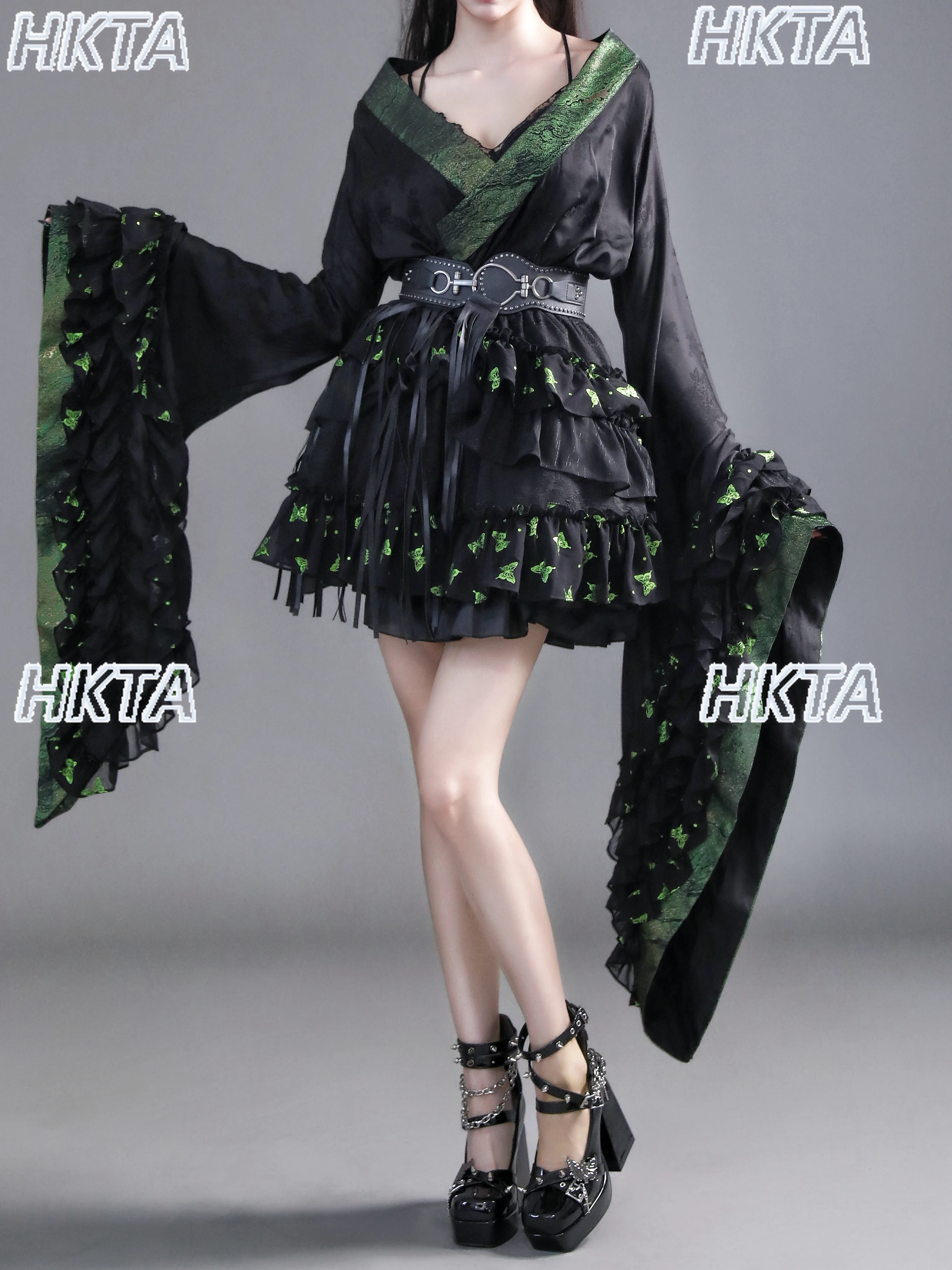 

Chinese Style Sweet Cool Versatile Autumn Winter New Cascade Cake A Line Short Skirt Ladies Elegant Embroidery Black Skirt Women