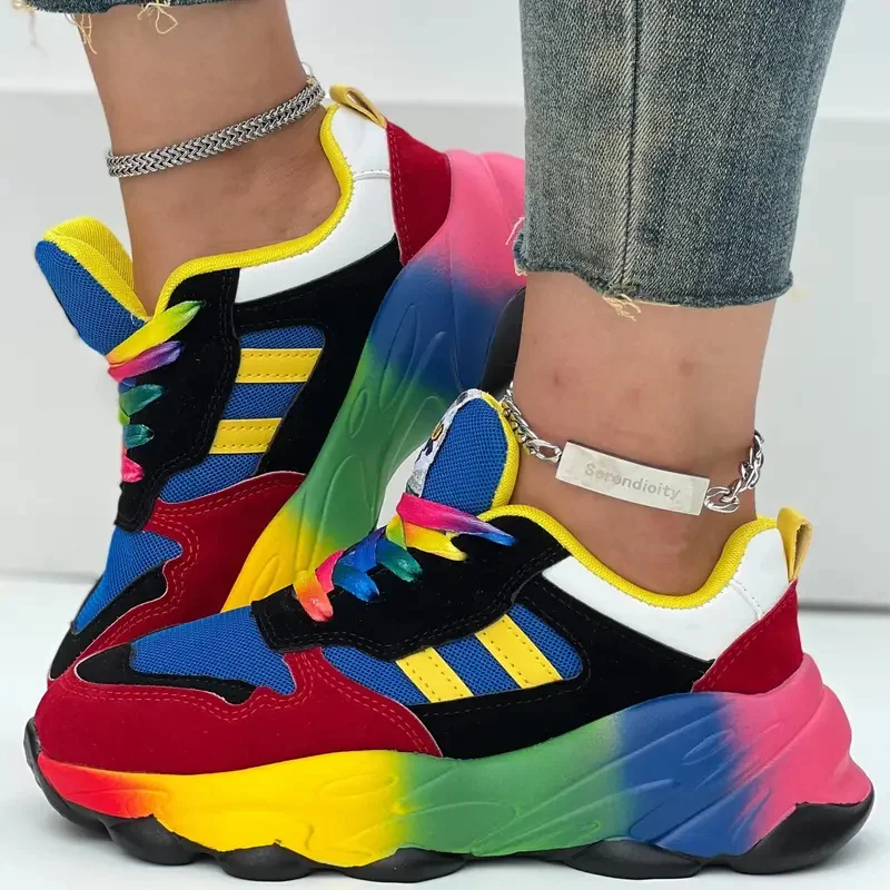 Women Sneakers Fashion Running Colorful Casual Sneakers Women Comfort Lace Up Outdoor Platform Shoes for Women Zapatos De Mujer image 5