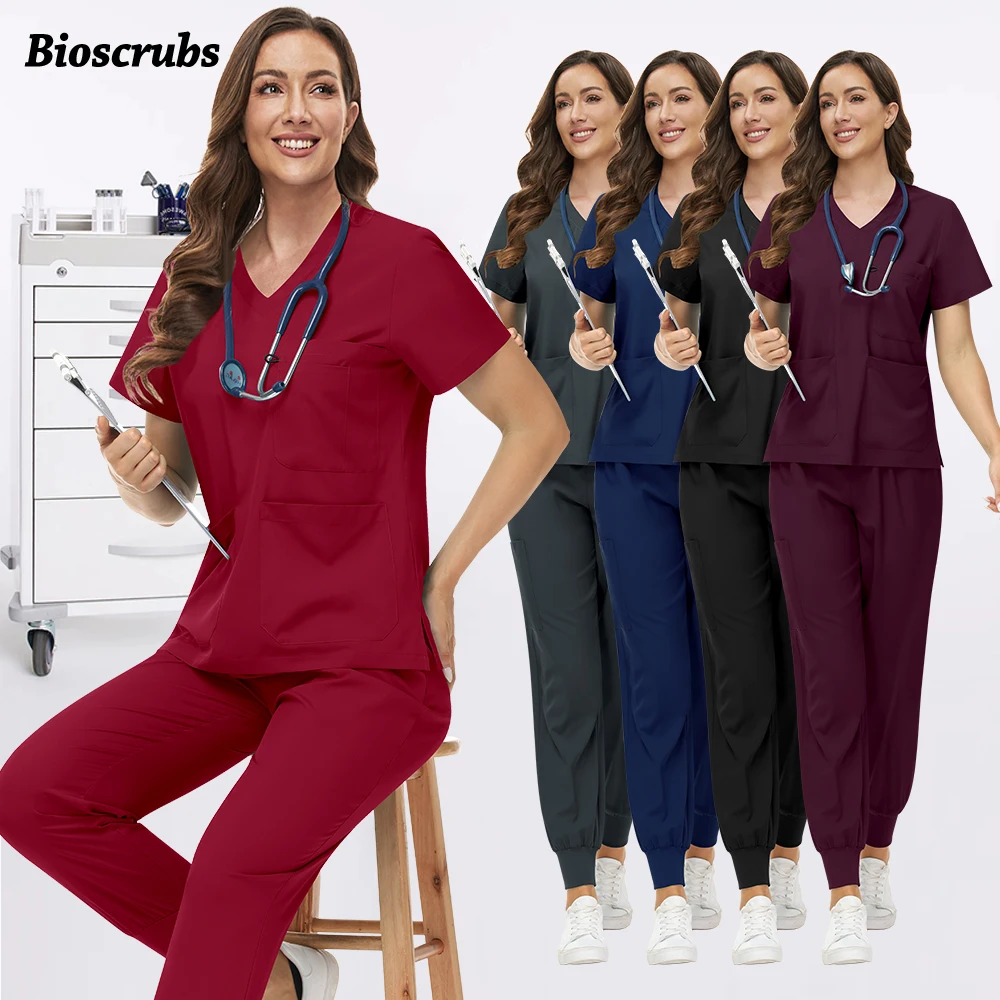 

New Nurse Uniforms Women Doctor Scrubs Set Medical Surgical Clothes Men Pockets Jogger Set Hospital Dentistry Clinical Workwear