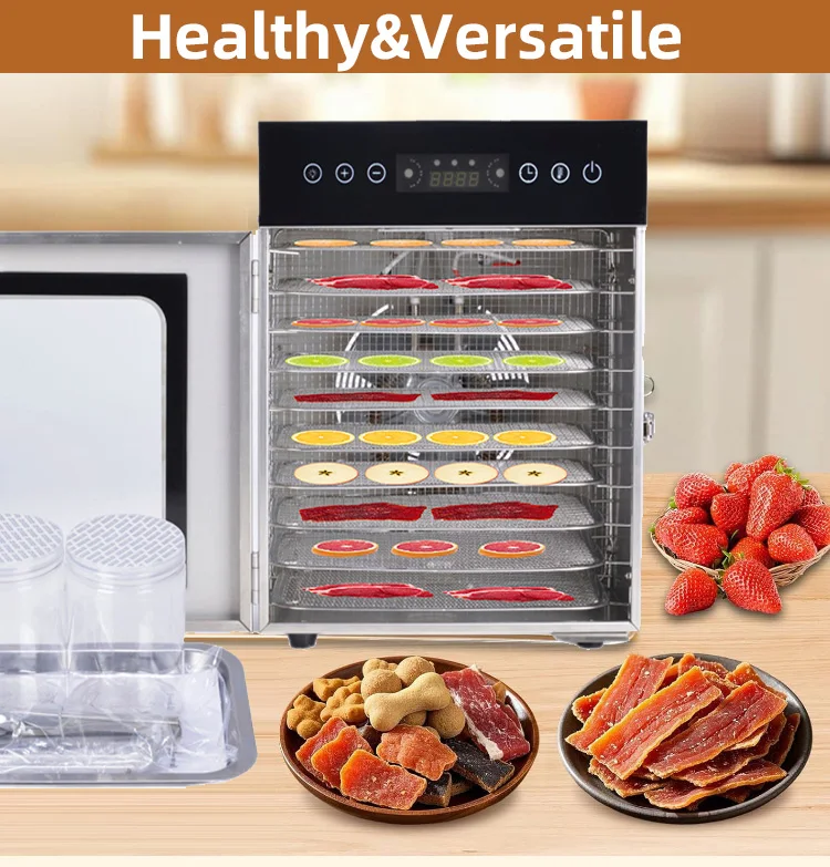 Home and Commercial Use 10 Layers  Electric Food Dehydrator Machine Stainless Steel Shell