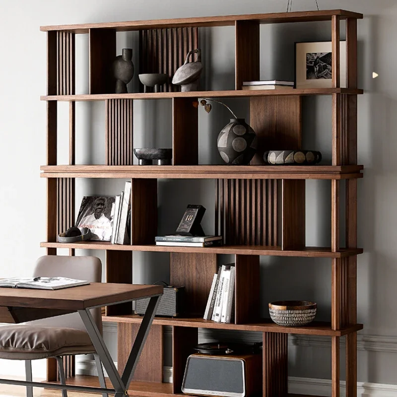 

Black walnut solid wood bookshelf floor-to-ceiling wall study bookcase storage locker