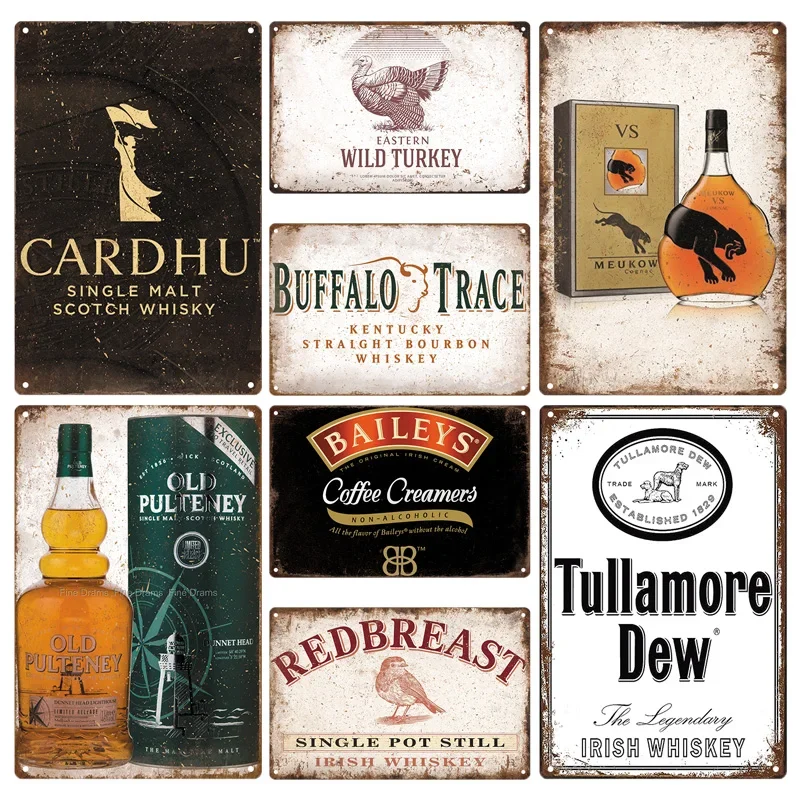 Whisky Marke Metall Vintage Zinn Zeichen Metall Zeichen dekorative Wandtafel Werbe teller Pub Bar Club Mann Höhle Dekor Wand dekoration