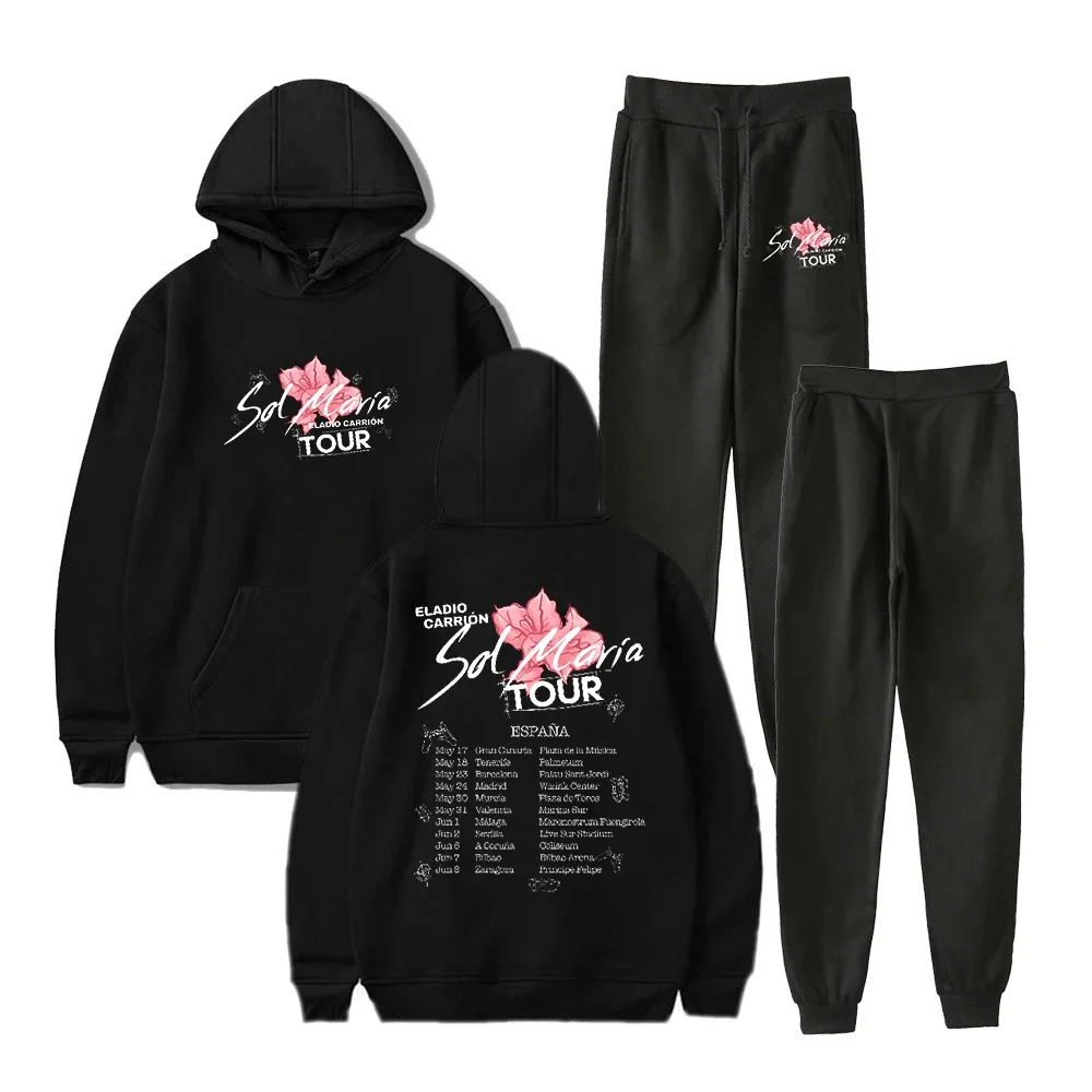 Eladio Carrion Sol Maria Tour Merch Set di abbigliamento sportivo da uomo tuta Casual Set di due pezzi felpa con cappuccio e pantaloni della tuta tuta sportiva