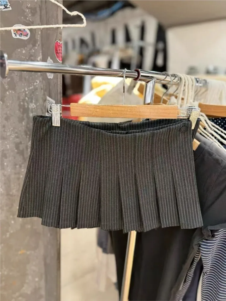 

Striped Sexy Low Waist Skirts Women Summer Sweet CuteAesthetic Chic Button Mini Skirt Vintage Preppy Style Faldas New Y2K