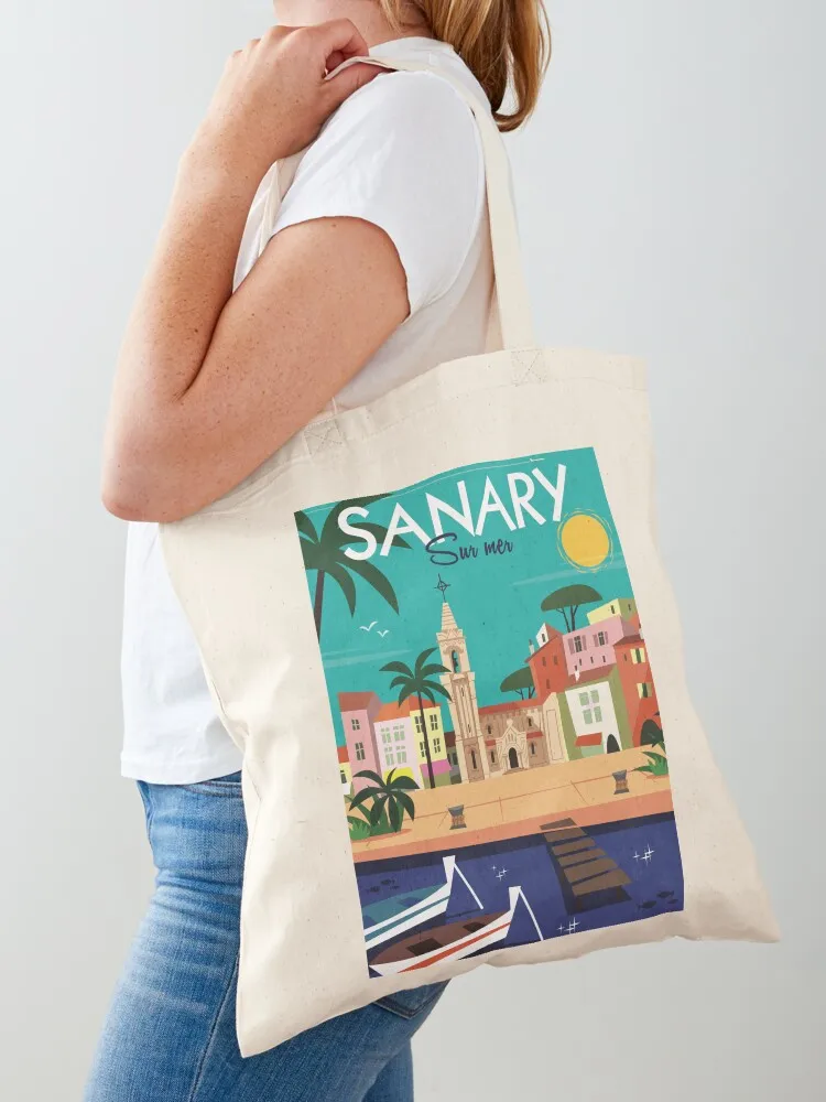 

Sanary poster Tote Bag tote bag men's reusable shopping bag shopper bags for women canvas shopping