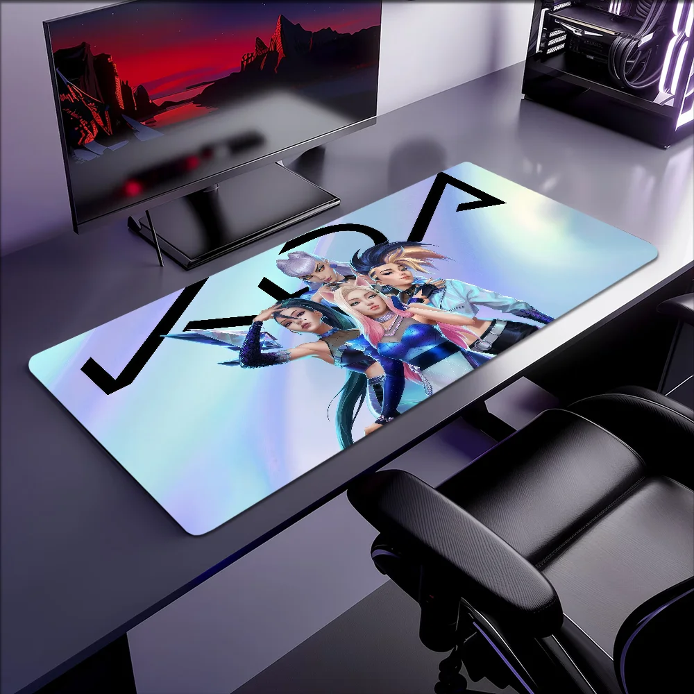 

Виртуальный коврик для мыши, резиновый настольный коврик XXL, групповые нескользящие игровые утолщенные коврики для девочек KDA, большой коврик для мыши для офиса