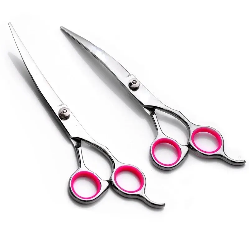 Grooming Scissors for Dogs Cats 6 Inch Flat Cut Safety Round Tips Curved Blade Scissor Sharp Hairdressing Pet Cough Scissors