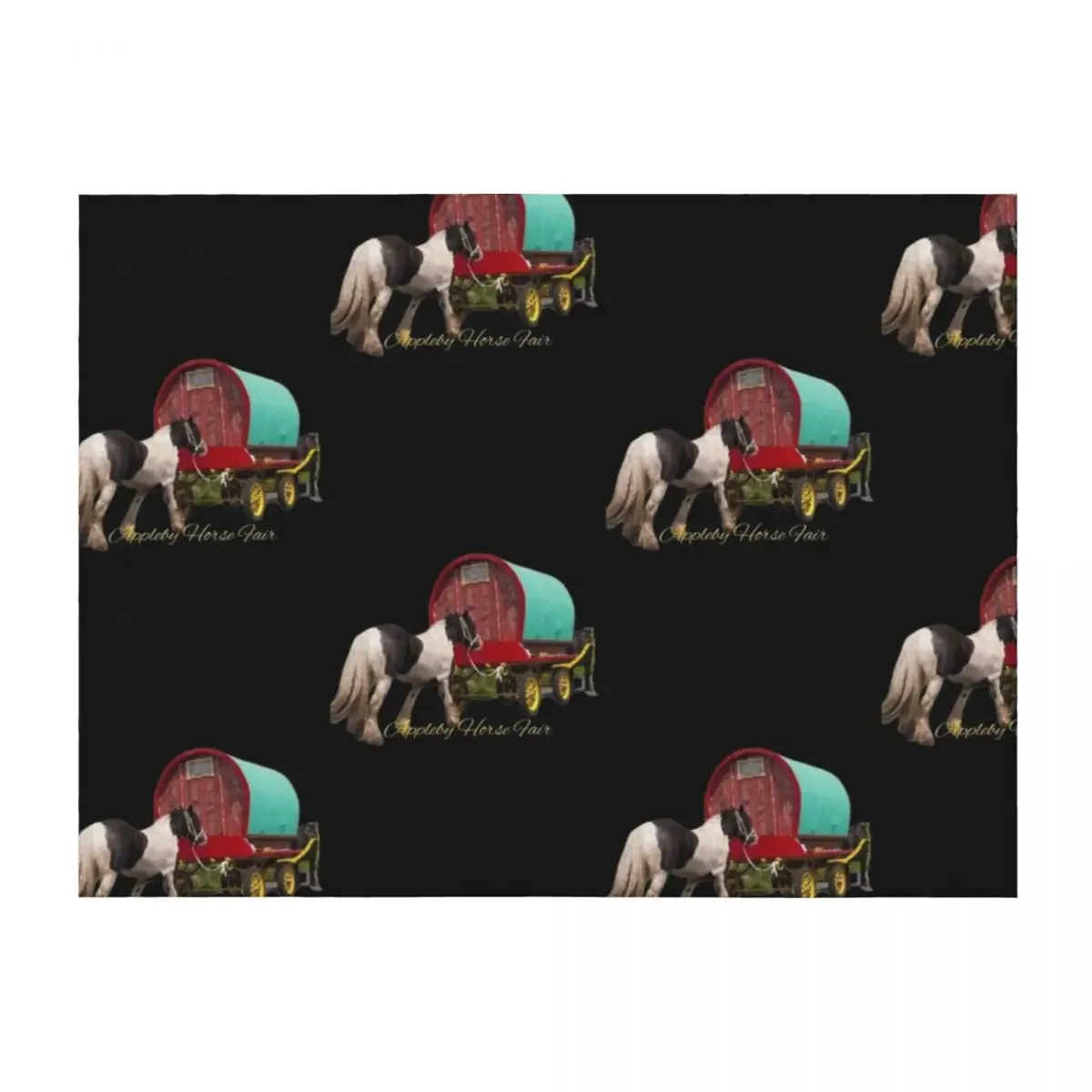 

horse drawn caravan, Appleby fair Throw Blanket Decorative Beds Camping Polar For Baby Blankets