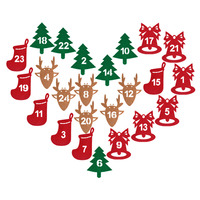 24pcs Merry Christmas Countdown Sticker Biscuit Package Xmas Ornament Advent Calendar Number Gift Felt Sticker Christmas Label
