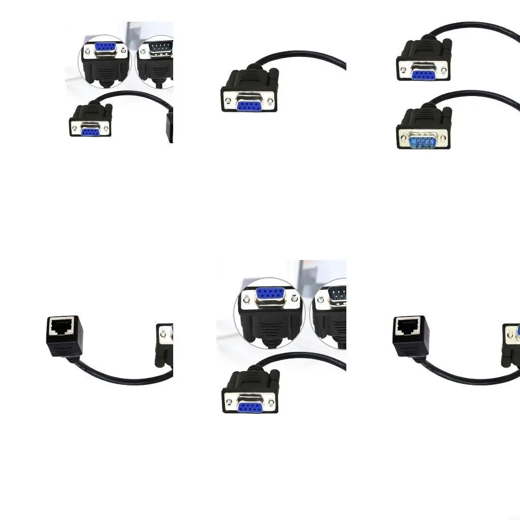 193A DB9 RS232 Male Female to RJ45 Female Port Ethernets CAT5 Couplers Extenders Adapters DB9 9Pin Connectors 15cm