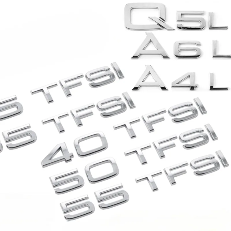 

3D ABS Silver TFSI Logo Letters Car Trunk Emblem Badge For Audi A3/A4L/Q5L/A6L/Q3A8L Sticker Accessories