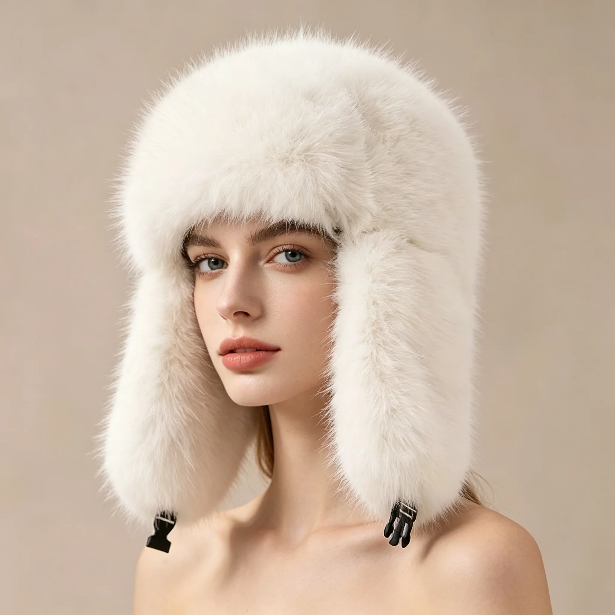 

Unisex Faux Mink Fur Trapper Hat with Fluffy Earflaps Autumn Winter Warm Plush Ushanka Cap Retro Ear Protection Snow Hat